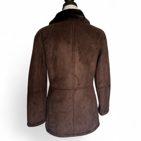 Talbots Faux Shearling Brown Coat Women’s Petite P - Picture 3 of 6